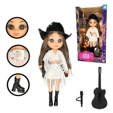 Imagem de Boneca Aria Country Sua Estrela do Sertanejo Boiadeira Cantora Violão 