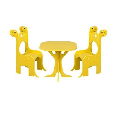 Imagem de Mesa 2 Cadeiras Dino Infantil MDF Segura Criança Brincar - Conjunto In