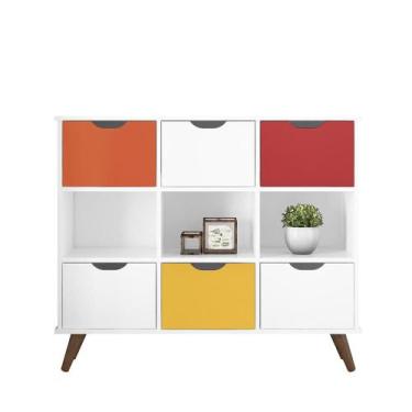 Imagem de Nicho Organizador Retro Branco com 6 Gavetas Branco/Colorida - Qmovi