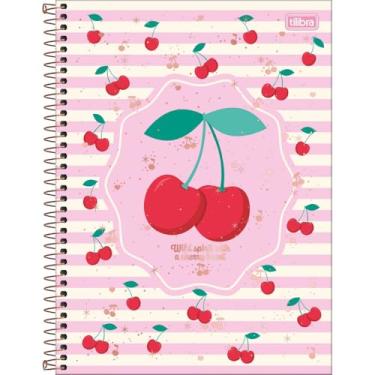 Imagem de Tilibra - Caderno Espiral Capa Dura Universitário 1 Matéria Amarena 80 Folhas - Cereja Grande E Listras Rosa