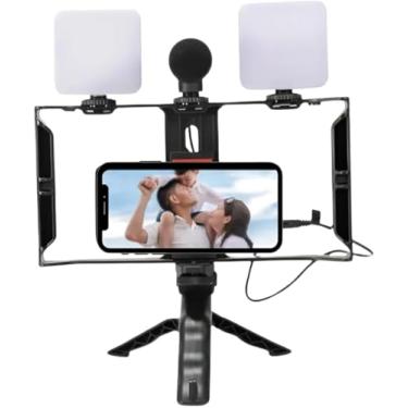 Imagem de Kit Estabilizador para Celular com 2 Iluminadores LED MTG-3333 – Suporte para Gravação de Vídeos, YouTube, Lives, TikTok, Conteúdo Profissional