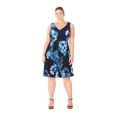 Imagem de City Chic Vestido feminino plus size - estampa Ora, Azul-marinho, 25 Plus Size