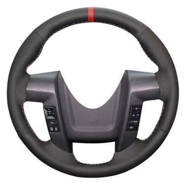 Imagem de Eiseng Capas de volante personalizadas DIY Stitch para Ford F-150 F150 SVT Raptor 2010 2011 2012 2013 2014 Acessórios interiores costurados couro de microfibra preto (linha vermelha e azul)