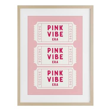 Imagem de Stupell Industries Pink Vibe Era Tickets Impressão emoldurada de bétula sob vidro, design por Lettered and Lined, 23 x 17