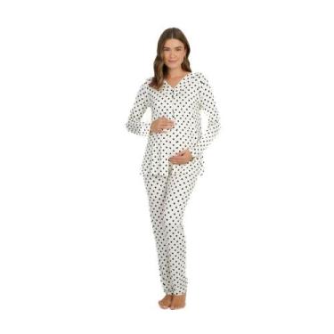 Imagem de Pijama Trio Maternidade Visco Poá 255143 - Lilly  By Podiun Sleepwear,