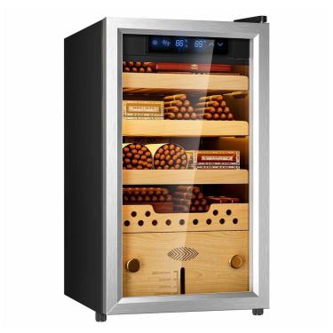 Imagem de Umidor Elétrico para Charutos com Resfriamento por Compressor - Controle Premium de Umidade, Caixa de 40L com Prateleiras de Cedro,Manastin.