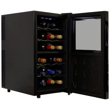 Imagem de Koolatron 18 Garrafas Dual Zone Refrigerador de Vinhos, Geladeira de Vinhos Preta,48L, Adega Independente, Armazenamento de Vinhos