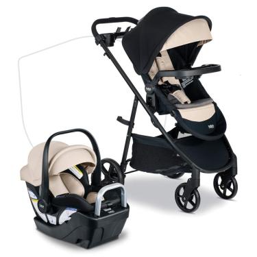 Imagem de Kit de Viagem para Bebê Britax Willow Brook S, Cadeirinha e Carrinho com Base Alpine, ClickTight, Capa e Forro SafeWash, Preto e Bege