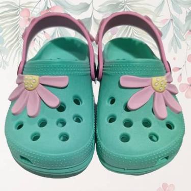 Imagem de Sandália Infantil Feminina Babuche Estampa de Flor Leve e Confortavel 