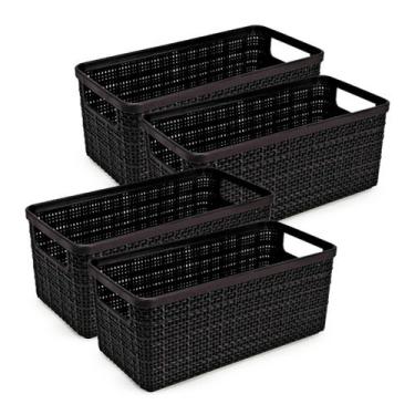 Imagem de Cesto Organizador Juta Alongada Rattan de Plástico Resistente Capacida