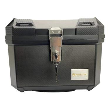 Imagem de Kit Bau Moto Bauleto Traseiro 45l Base Plástico Com Encosto - Navetec