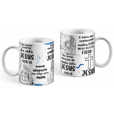 Imagem de Caneca de Porcelana Nas Horas Escuras Da Vida Jesus Está Lá 325-ML - C