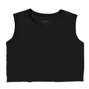 Imagem de CROPED S/ MANGA LISTRADO B+, EM MALHA ALGODÃO COM POLIESTER, REF R063 PRETO GG