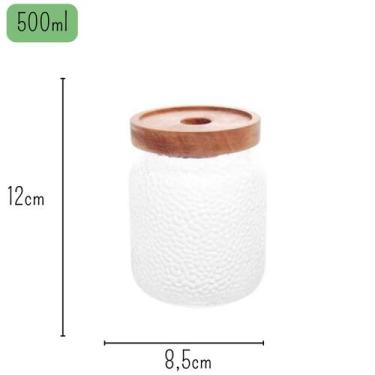 Imagem de Pote de Vidro Hermético Martelado com Tampa Acácia 500ml - Lyor