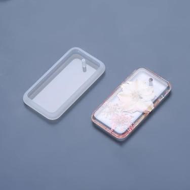 Imagem de 10 peças de moldes de silicone retangulares, pingentes pendentes com orifício para pendurar, molde de artesanato de argila, moldes de fundição de resina para brinco faça você mesmo, chaveiro, etiqueta