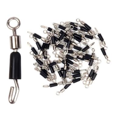 Imagem de 50 peças giratórias de rolamento portátil com elos rápidos giratórios, ganchos de anéis sólidos, acessórios de pesca rolante, M