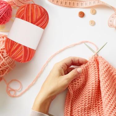 Imagem de Fio de meia de três fios para crochê e tricô, fio listrado leve para artesanato DIY, cachecóis, xales, trabalho manual, 1 peça (laranja açúcar)