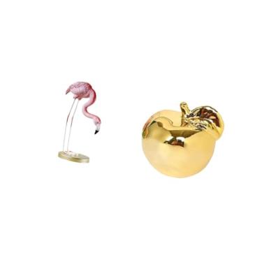 Imagem de Fenteer Escultura de Pássaro de Resina de Flamingo, Estatueta de Arte Moderna para Jardim com Suporte de Metal, Coleção de Decoração de Frutas, Cerâmica, Orna