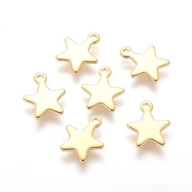 Imagem de 20 peças de pingentes pequenos pingentes de aço inoxidável pingente de pingente de pentagrama minúsculo pingentes dourados para colar faça você mesmo, brinco, pulseira, chaveiro, ornamento, fabricação