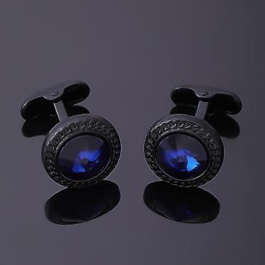 Imagem de Abotoaduras de argola pretas joias elegantes acessórios de casamento design formal elegante