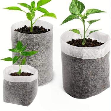 Imagem de 50 unidades de sacos de sementes, saco de cultivo não tecido para suprimentos de jardim doméstico e bolsas de transplante de solo