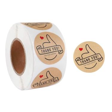 Imagem de 500 peças/rolo de adesivos de agradecimento, adesivos de papel kraft de 2,5 cm com adesivo forte para embalagens de pequenas empresas, envelopes, sacolas de presente