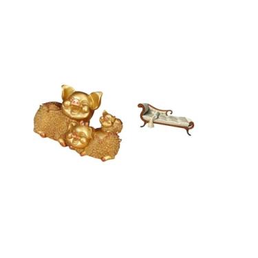 Imagem de Fenteer Estatueta de Animal de Porco Da Sorte Moderna, Escultura de Resina Colecionável para Estante de Livros, Prateleira de Entrada, Peça Central com Sofá-c