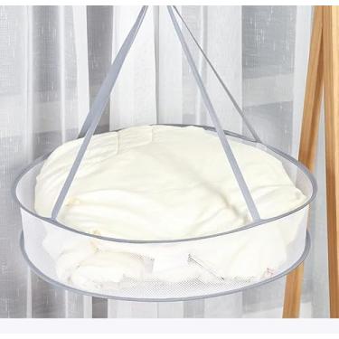 Imagem de Rack de secagem de tela dobrável, cesta de secagem plana à prova de vento para suéteres, meias, roupas íntimas – Rede portátil antideformação para secadora de roupas