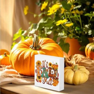 Imagem de 1 placa decorativa de PVC para outono, adequada para decoração de mesa, cozinha, banheiro, escritório, decoração de casa de fazenda, presente ideal para aniversário, Halloween e Natal (girassol)