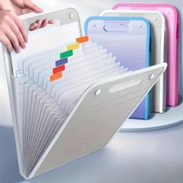 Imagem de Pasta Sanfonada Para Documento Com 13 Divisórias E Pasta Prancheta Tamanho A4 Escritório Escolar(Branco,2 Peças)