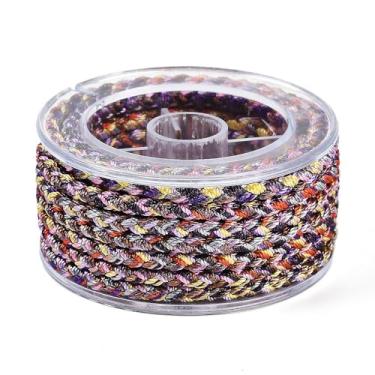 Imagem de 1 rolo de fio de nylon trançado de 12 camadas 5 mm material de fio de nylon redondo colorido cordão trançado para colar faça você mesmo, pulseira, joias, artesanato feito à mão, 2,19 a 3,28 m (2 a 3 m