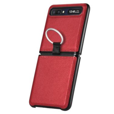 Imagem de Capa de couro confortável para Samsung Galaxy Z Flip 5 3 5G Flip4 flip5 flip2 Flip 4 2 Flip3 Capa protetora para telefone com proteção contra quedas, vermelha, para Samsung Z Flip 1
