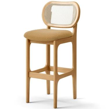 Imagem de Banqueta Alta Para Cozinha Bancada Sala Tela Betta Fixa L02 Bouclê Mostarda - Lyam