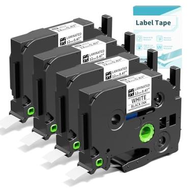 Imagem de EazeID TZE-231 12 mm 0,47 fita branca laminada TZ compatível com Brother P Touch Label Tape TZe231 funciona com PTD220 PTD210 PTH110 PTH111 PTP710BT PTD400 Ptouch Label Maker, preto sobre branco