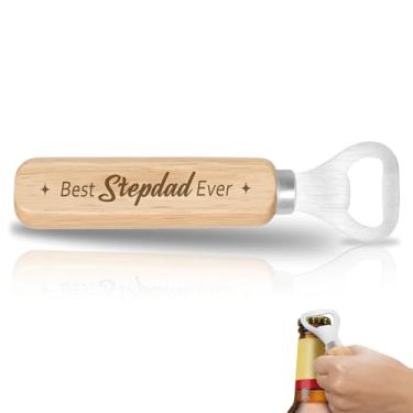 Imagem de Presentes de aniversário para padrasto da filha e filho - Melhores presentes para padrasto de todos os tempos, abridor de garrafas de madeira, Dia dos Pais, Natal, aniversário, Ação de Graças, Ideias