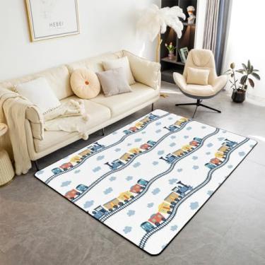 Imagem de Tapetes de área de trem infantil 12 x 18 cm para meninos e meninas, tapete lavável de carro de desenho animado, tapete interno de motor a vapor, tapete antiderrapante para veículos ferroviários,
