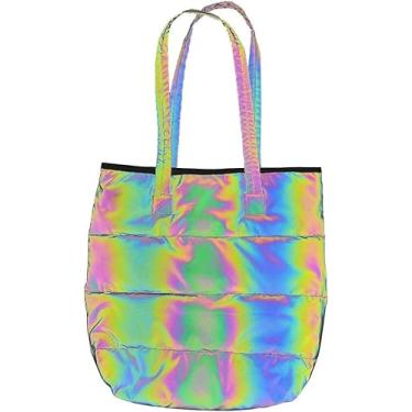 Imagem de Sacola Refletiva Para Homens Mulheres Adolescentes, Bolsa De Ombro Luminosa De Grande Capacidade, Bolsa Noturna Fluorescente Da Moda, Sacolas Casuais Para Escola Faculdade Trabalho Via, Dazzle