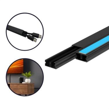 Imagem de Kit 10 canaleta de PVC com fita dupla face 1 metro x 20x10mm Organizad