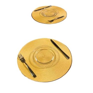 Imagem de Conjunto americano 4 ou 6 peças talheres bandeja mesa redonda cozinha jantar prato(KIT 6 AMARELO PALHA)