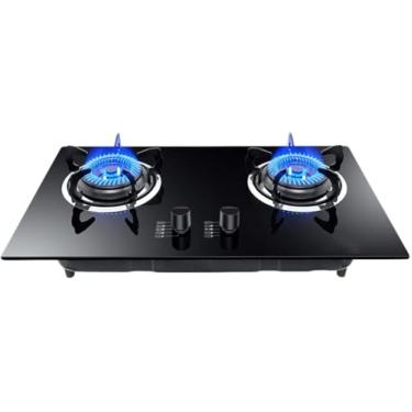 Imagem de Fogão A Gás Drop-in 2 Queimadores, Fogão A Gás De Vidro Temperado Preto, Fácil De Limpar Fogão A Gás Bancada A Gás Para Cozinha Doméstica Apartamentos, Liquefied Gas