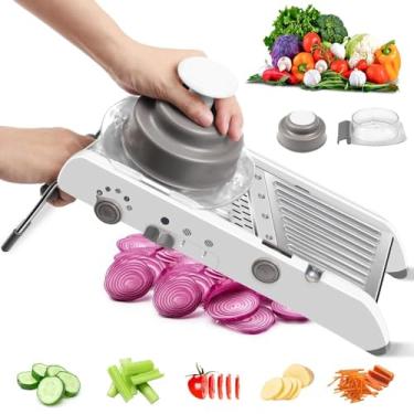 Imagem de Profissional Cortador Fatiador, Mandolin, Pode ser Cortado em 18 Formatos Aços Inoxidáveis Mandoline Profissional, Uso Doméstico Fatiador de Legumes, Mandolim, Multifuncional Mandoline