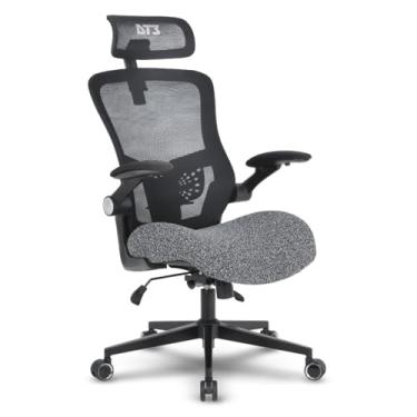 Imagem de Cadeira Escritório Ergonomica e Confortável DT3 Vita Super com apoio de cabeça 2D com revestimento Mesh Vintex-Y+Tecido Max2Weave,braço retrátil até 90º+rotação, NR-17 (Granite)