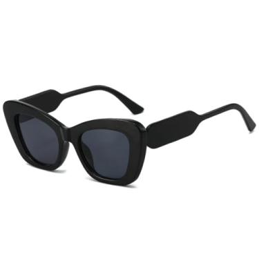 Imagem de JRLLFD Óculos de sol vintage de armação grande para mulheres e homens, moda ao ar livre, fotografia de rua, UV400 (preto e cinza)