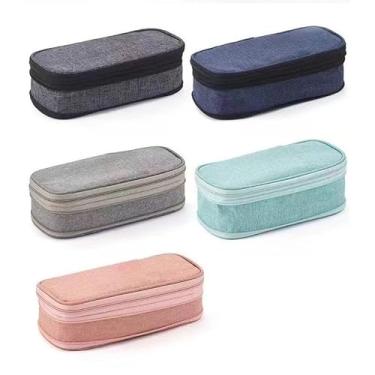 Imagem de Estojo Escolar, Estojo de Lápis de Tecido de Grande Capacidade Camada Double Sided Pen Bag Pencil Case Escolar(Cor Aleatório)