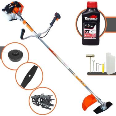 Imagem de Roçadeira Profissional Lateral Vulcan Vr430s À Gasolina 43cc 1,7hp 2t + Enxada Rotativa Duraline Tubo 28mm Eixo 8x9 Es