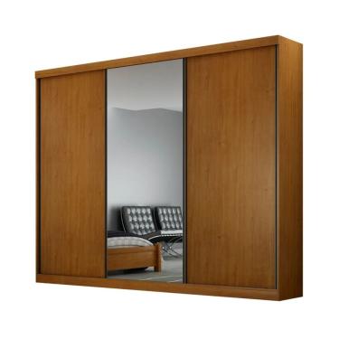 Imagem de Guarda Roupa Manaus 3 Portas De Correr E 4 Gavetas Com Espelho Valverde Cinamomo