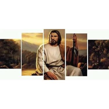 Imagem de Kit quadro decorativo 5 peças 95x60cm Jesus Cristo 02