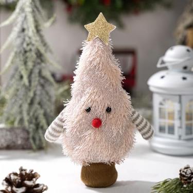 Imagem de 1 peça de decoração de árvore de Natal fofa feita à mão com enfeite de mesa de Natal macio, 16 x 7 x 5 cm (rosa)