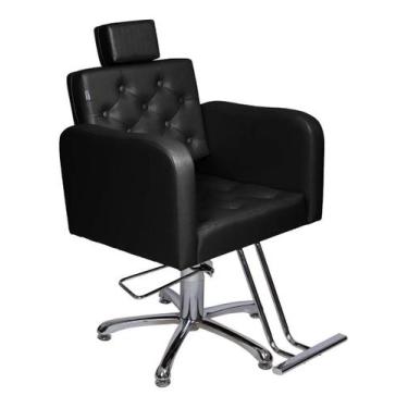 Imagem de Cadeira Tokio Fixa Hidráulica Para Salão Estofado Preto Acetinado - mo