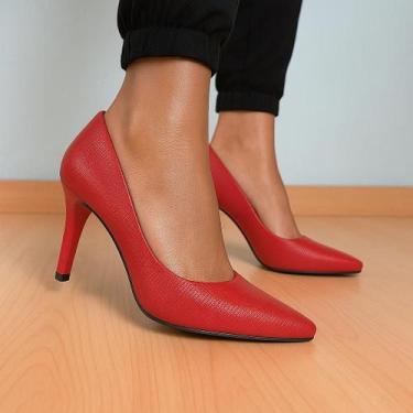 Imagem de Sapatos Scarpin Confortáveis Feminino Royale Lizard Salto Alto Fino 17